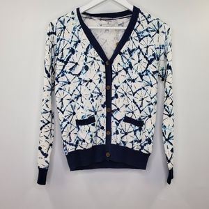 Thakoon Shibori Tie Dye Cardigan Knit Cozy Blue NEW